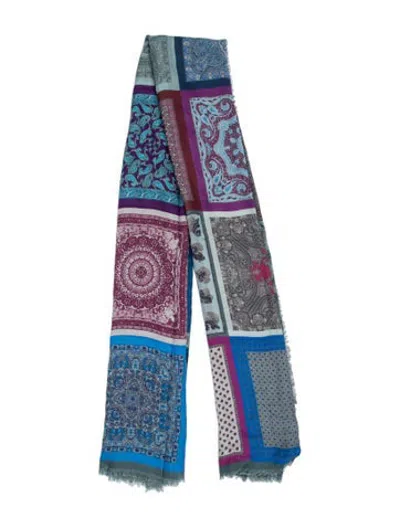 Pre-owned Franco Ferrari Paisley Print Scarf In Blue