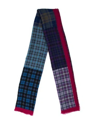 Pre-owned Franco Ferrari Plaid Print Scarf In Purple