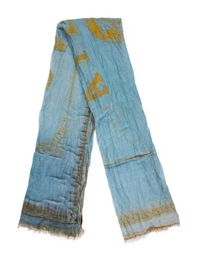 Pre-owned Franco Ferrari Printed Scarf In Blue