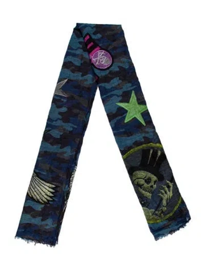 Pre-owned Franco Ferrari Printed Scarf In Blue