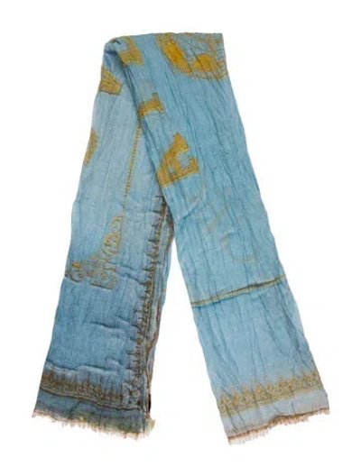 Pre-owned Franco Ferrari Printed Scarf In Blue