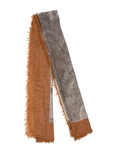 Pre-owned Franco Ferrari Printed Scarf In Orange