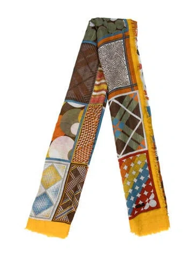 Pre-owned Franco Ferrari Printed Scarf In Yellow