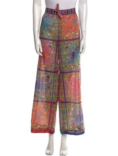 Pre-owned Franco Ferrari Printed Wide Leg Pants W/ Tags In Pink