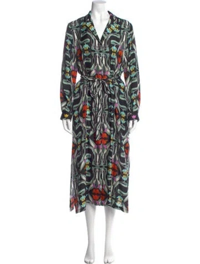Pre-owned Franco Ferrari Silk Midi Length Dress In Green