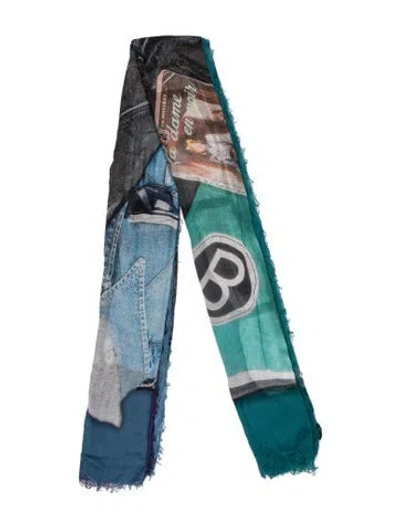 Pre-owned Franco Ferrari Silk Printed Scarf In Multi