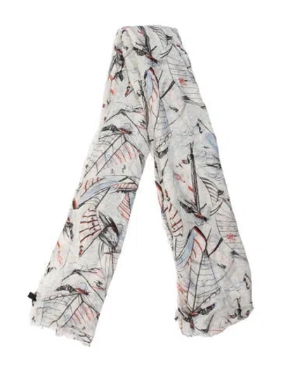 Pre-owned Franco Ferrari Silk Printed Scarf In Neutrals