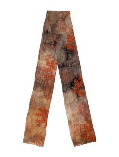 Pre-owned Franco Ferrari Silk Printed Scarf W/ Tags In Neutral