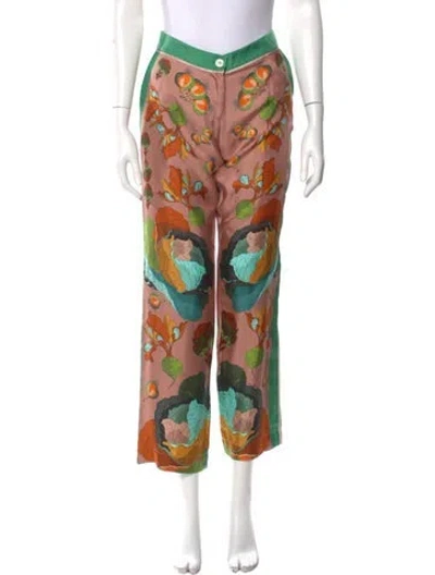 Pre-owned Franco Ferrari Silk Wide Leg Pants In Orange