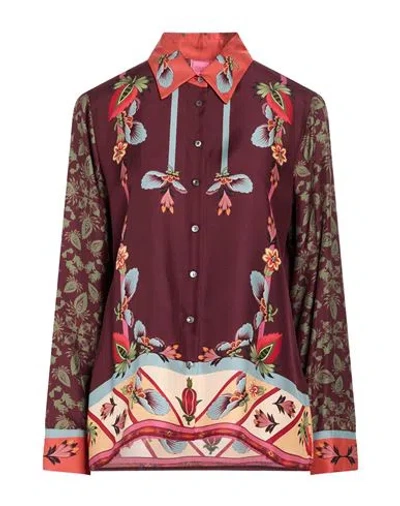 Franco Ferrari Woman Shirt Burgundy Size M Silk In Red