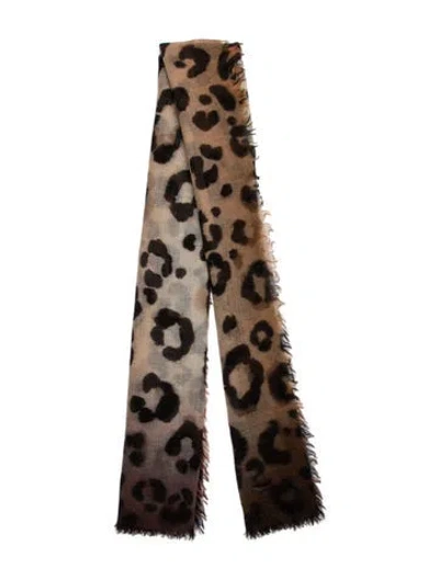 Pre-owned Franco Ferrari Wool Animal Print Scarf In Neutrals