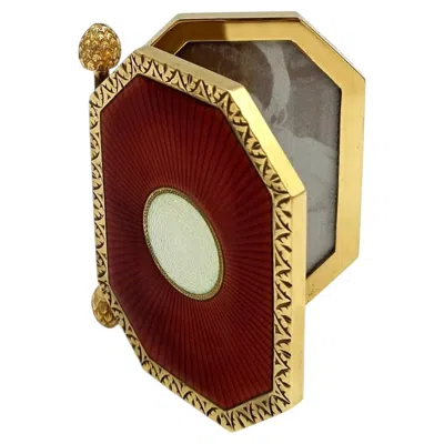 Pre-owned Franco Salimbeni Picture Frame Pocket For 2 Photo Sterling Silver Enamel Napoleon Iii Salimbeni In Brown