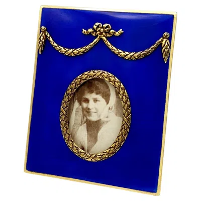 Pre-owned Franco Salimbeni Picture Frame Silver Rectangular Frame Oval Photo Enamel 925 Silver Salimbeni In Purple
