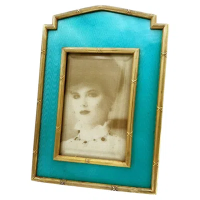 Pre-owned Franco Salimbeni Picture Frame Sterling Silver Enamel With Borders In Louis Xvi Style Salimbeni In Blue