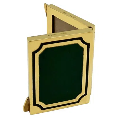Pre-owned Franco Salimbeni Rectangular Travel Photo Frame With Hinges, Book-shaped, For 2 Photos In Silver