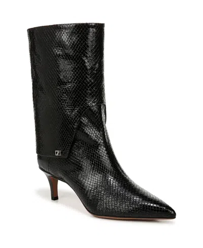 Franco Sarto Alberta Mid Shaft Boots In Black Snake Print Faux Leather