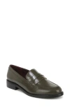 Franco Sarto Alora Penny Loafer In Olive Green Faux Patent