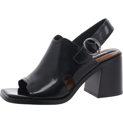 Franco Sarto Amy Womens Leather Block Heels Slingback Sandals In Black