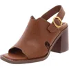 Franco Sarto Amy Womens Leather Block Heels Slingback Sandals In Multi