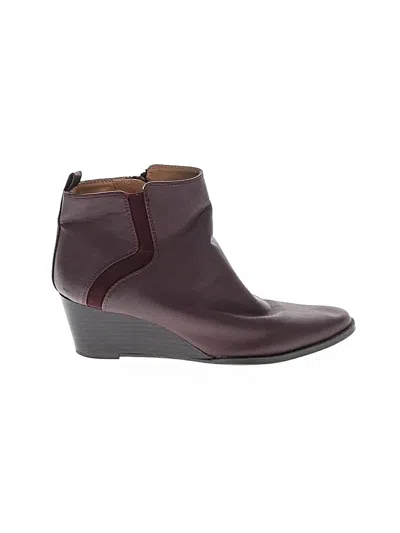 Pre-owned Franco Sarto Ankle Boots In Burgundy