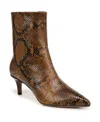 Franco Sarto Anna Womens Zipper Leather Booties In Taupe Snake Print Leather