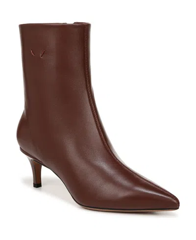 Franco Sarto Anna Booties In Warm Brown Leather