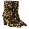 Franco Sarto Avana 2 Boots Women's Gold Pointed Toe Dress Bootie Jobb790 In Gold