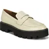 Franco Sarto Balin Womens Round Toe Lug Sole Loafers In Putty Leather