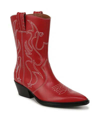 Franco Sarto Bianca Pointed Toe Western Boots In Red