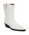 Franco Sarto Bianca Pointed Toe Western Boots In White Leather