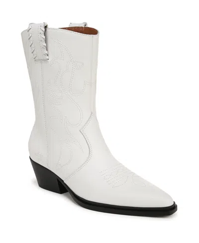Franco Sarto Bianca Pointed Toe Western Boots In White Leather