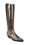 Franco Sarto Billie Knee High Western Boot In Pewter Snake Faux Leather