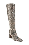 Franco Sarto Bowman Snakeskin Embossed Knee High Boot In Grey