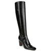 Franco Sarto Bowman Snakeskin Embossed Knee High Boot In Black Snake Print Faux Leather