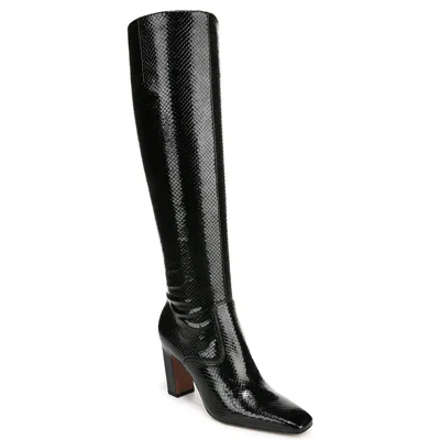 Franco Sarto Bowman Snakeskin Embossed Knee High Boot In Black Snake Print Faux Leather