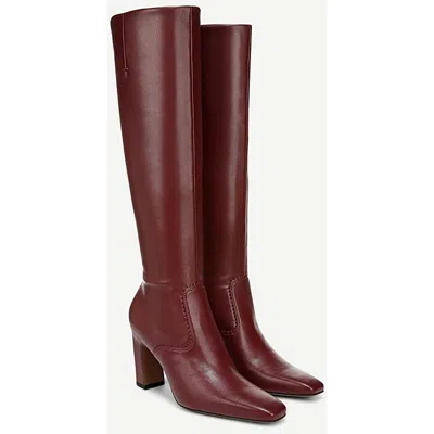 Franco Sarto Bowman Womens Faux Leather Snake Print Knee-high Boots In Berry Red Faux Leather