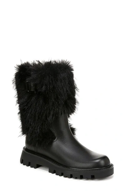 Franco Sarto Brina Moto Bootie In Black Faux Fur