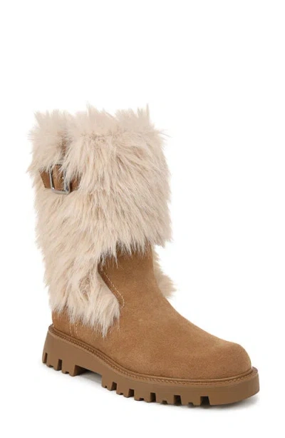 Franco Sarto Brina Moto Bootie In Tuscan Taupe Suede,faux Fur