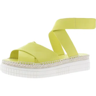 Franco Sarto Brock Womens Leather Slingback Flatform Sandals In Yellow