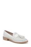 Franco Sarto Carolyn Low Tassel Loafer In Bright White Faux Leather