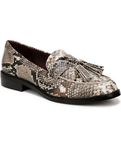 Franco Sarto Carolyn-low Tassel Loafers In Grey Snake Print Faux Leather