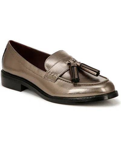 Franco Sarto Women's Carolyn Low Profile Tassel Loafers In Pewter Faux Leather