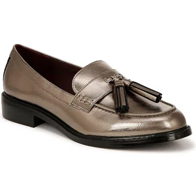 Franco Sarto Carolyn Low Womens Patent Slip On Loafers In Pewter Faux Leather