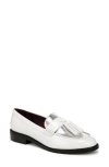 Franco Sarto Carolyn Tassel Loafer In White,silver Faux Leather