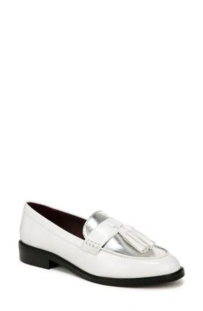 Franco Sarto Carolyn Tassel Loafer In White,silver Faux Leather