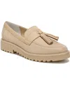 Franco Sarto Carolynn 9 Womens Tassl Slip On Loafer Heels In Beige Canvas,faux Lether