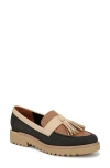 Franco Sarto Carolynn Tassel Loafer In Multi Black Twill Fabric