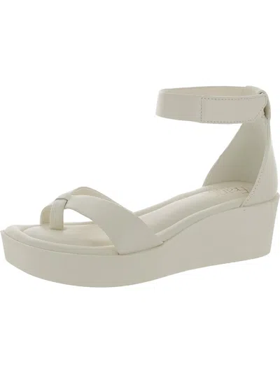 Franco Sarto Chani Womens Leather Ankle Strap Wedge Sandals In White