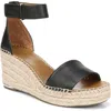 Franco Sarto Clemens Ankle Strap Platform Wedge Sandal In Black Leather