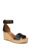 Franco Sarto Callia Womens Open Toe Ankle Strap Wedge Sandals In Black Raffia